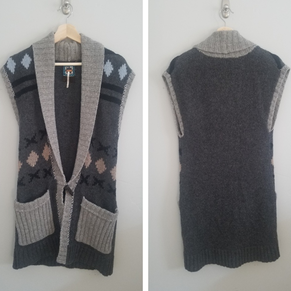 Free People Tribal Lambswool Sweater Vest